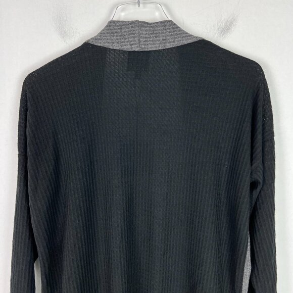NWT Bobeau Open Front Colorblock Waffle Knit Cardigan Charcoal Black Size Small - Picture 8 of 9